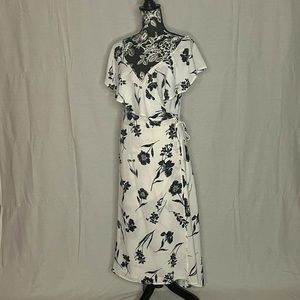 Black and White Floral off the Shoulder Maxi Dress